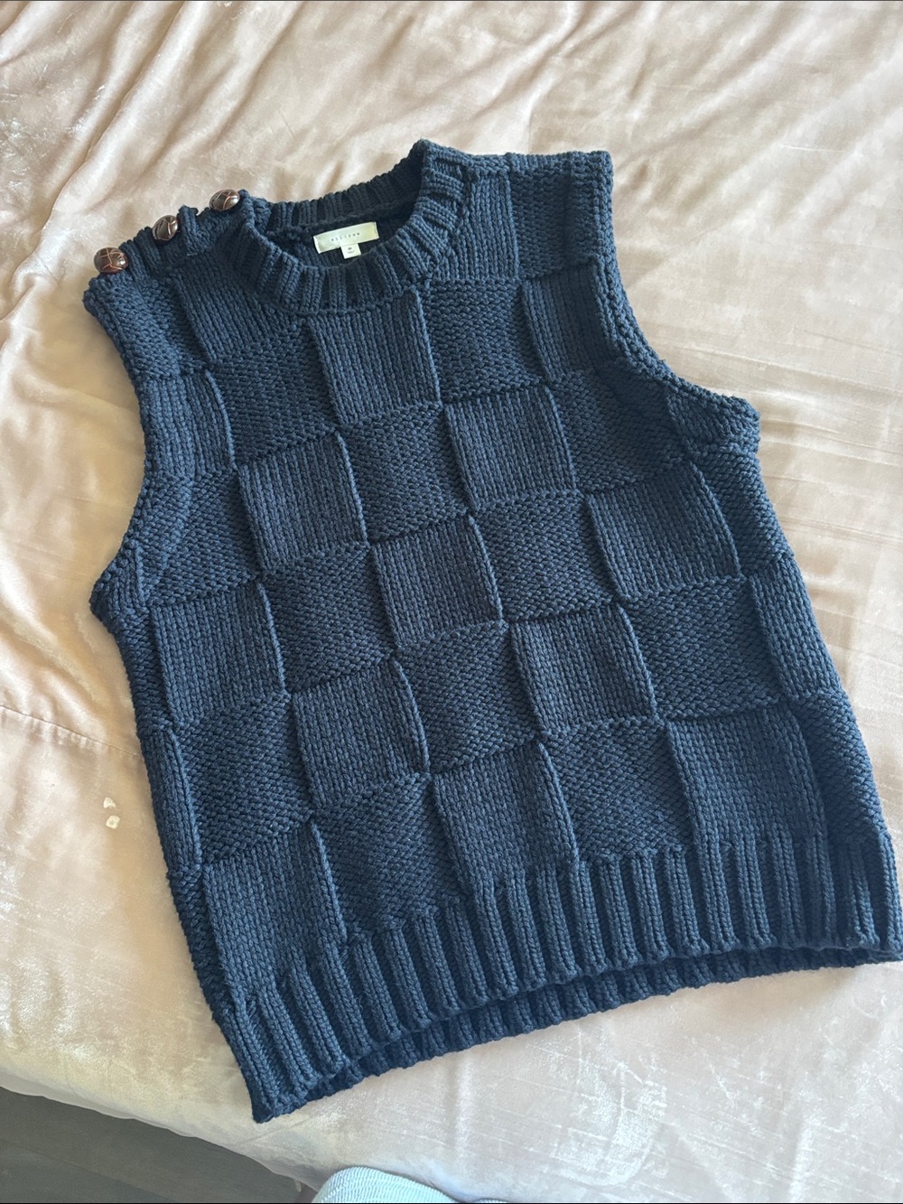 Black Checkerboard Sweater Vest